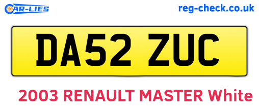 DA52ZUC are the vehicle registration plates.