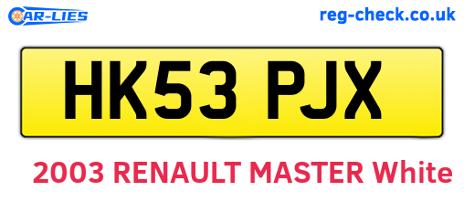 HK53PJX are the vehicle registration plates.