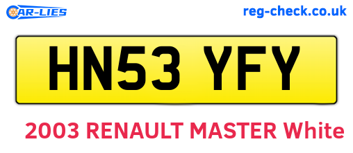 HN53YFY are the vehicle registration plates.