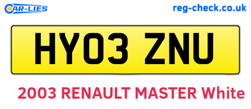 HY03ZNU are the vehicle registration plates.