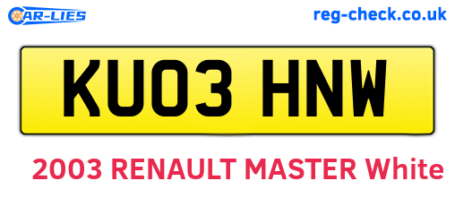 KU03HNW are the vehicle registration plates.