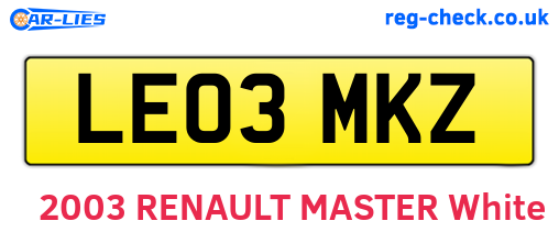 LE03MKZ are the vehicle registration plates.