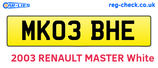 MK03BHE are the vehicle registration plates.