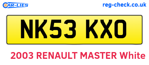 NK53KXO are the vehicle registration plates.