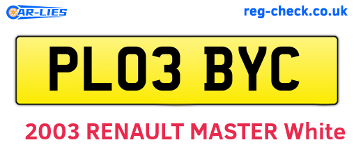 PL03BYC are the vehicle registration plates.