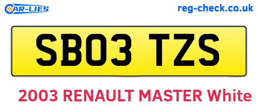 SB03TZS are the vehicle registration plates.