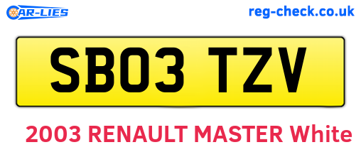 SB03TZV are the vehicle registration plates.