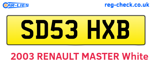 SD53HXB are the vehicle registration plates.