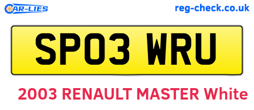 SP03WRU are the vehicle registration plates.