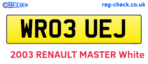 WR03UEJ are the vehicle registration plates.