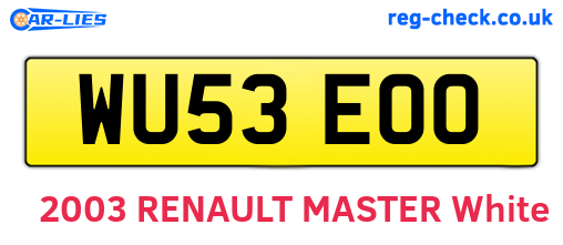 WU53EOO are the vehicle registration plates.