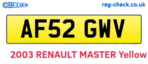 AF52GWV are the vehicle registration plates.