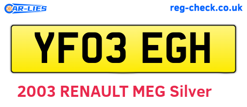 YF03EGH are the vehicle registration plates.