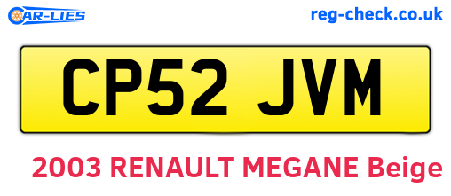 CP52JVM are the vehicle registration plates.