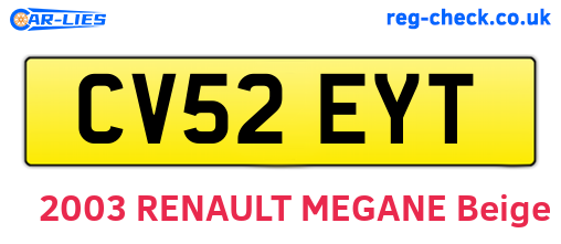 CV52EYT are the vehicle registration plates.