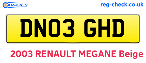 DN03GHD are the vehicle registration plates.