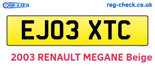 EJ03XTC are the vehicle registration plates.