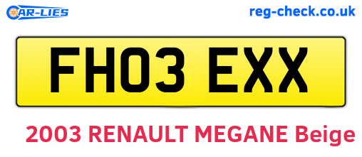FH03EXX are the vehicle registration plates.