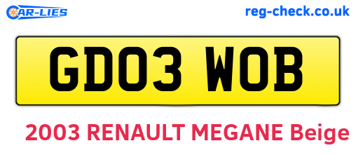 GD03WOB are the vehicle registration plates.