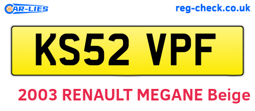 KS52VPF are the vehicle registration plates.