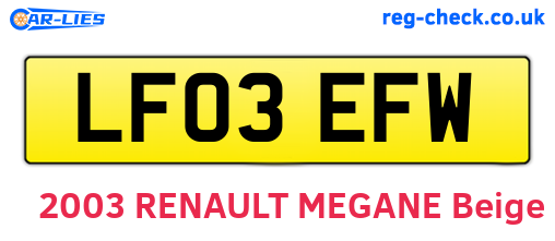 LF03EFW are the vehicle registration plates.