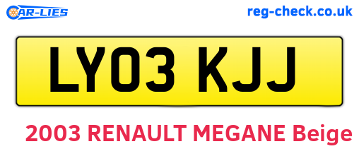 LY03KJJ are the vehicle registration plates.