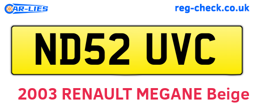ND52UVC are the vehicle registration plates.