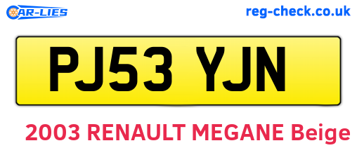 PJ53YJN are the vehicle registration plates.