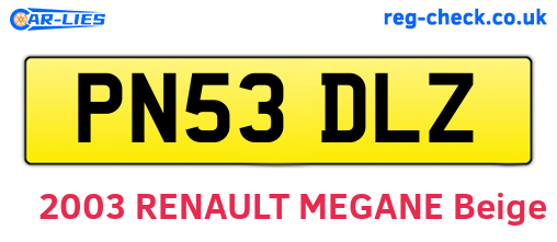PN53DLZ are the vehicle registration plates.