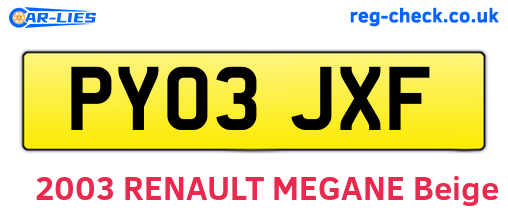 PY03JXF are the vehicle registration plates.