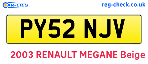 PY52NJV are the vehicle registration plates.