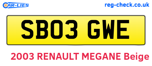 SB03GWE are the vehicle registration plates.