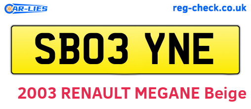 SB03YNE are the vehicle registration plates.