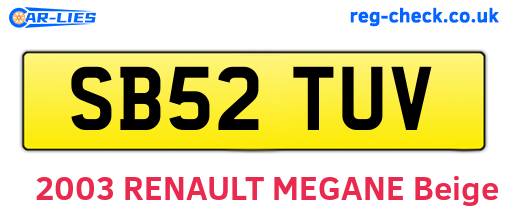 SB52TUV are the vehicle registration plates.