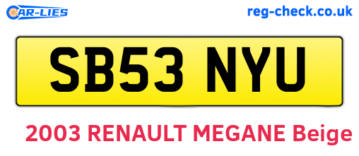 SB53NYU are the vehicle registration plates.