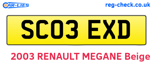 SC03EXD are the vehicle registration plates.