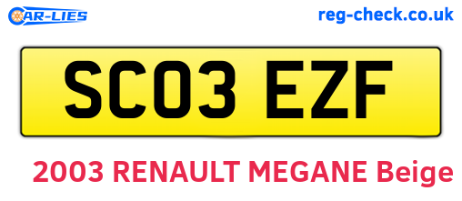 SC03EZF are the vehicle registration plates.