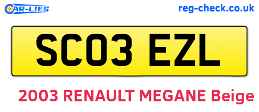 SC03EZL are the vehicle registration plates.