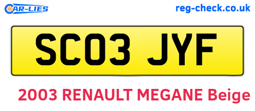 SC03JYF are the vehicle registration plates.
