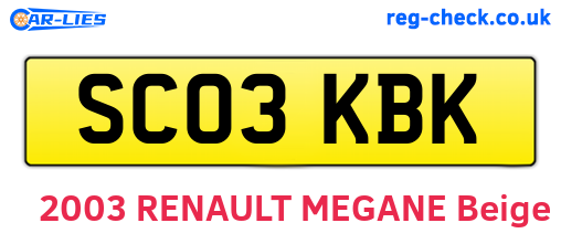 SC03KBK are the vehicle registration plates.