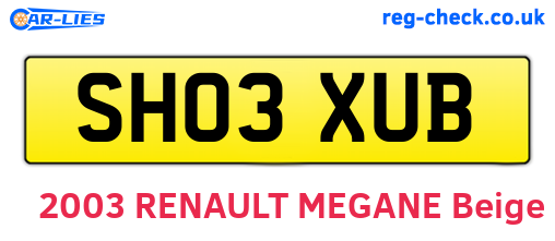 SH03XUB are the vehicle registration plates.
