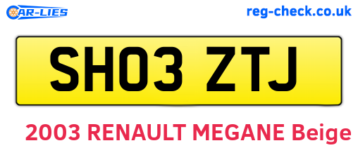 SH03ZTJ are the vehicle registration plates.
