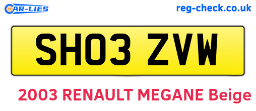 SH03ZVW are the vehicle registration plates.
