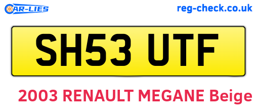 SH53UTF are the vehicle registration plates.