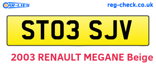 ST03SJV are the vehicle registration plates.