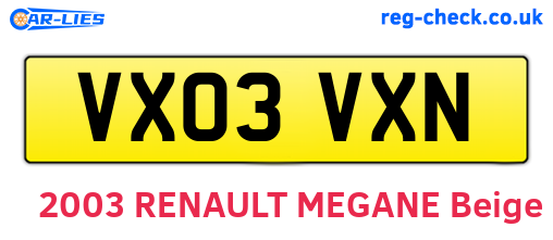 VX03VXN are the vehicle registration plates.