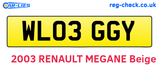 WL03GGY are the vehicle registration plates.