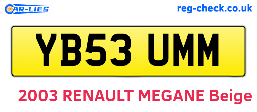 YB53UMM are the vehicle registration plates.