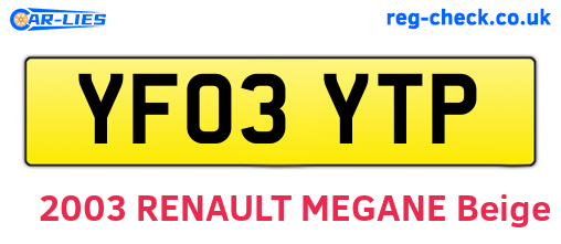 YF03YTP are the vehicle registration plates.