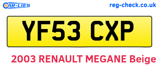 YF53CXP are the vehicle registration plates.